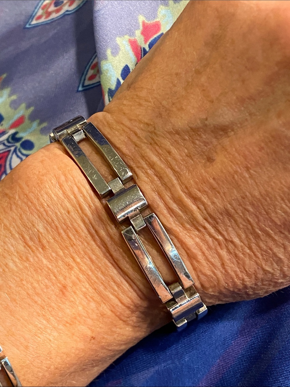 Heavy Sterling Silver  925 Modernist Link Bracelet 7.5” | Bar Link | 35.7 grams